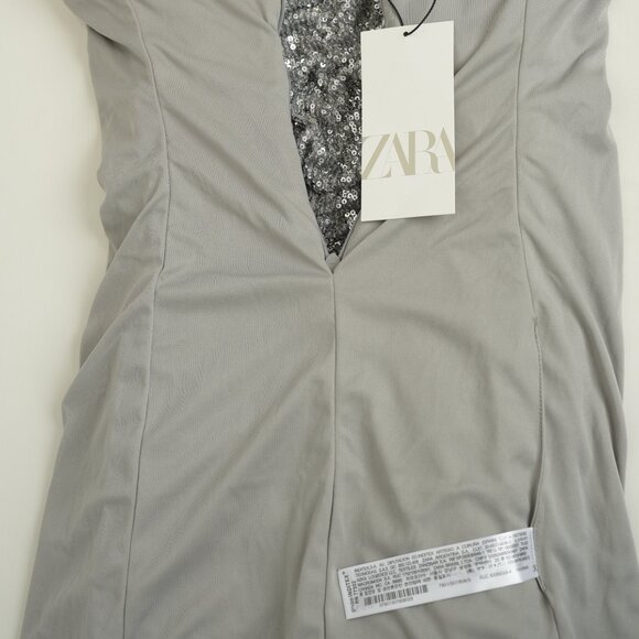 Zara mini strapless sequins dress, Size S (2), Silver colour - Picture 12 of 12